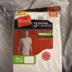 MED 2010 Hanes Classic Tagles 3 pack T-Shirt Comfort Lay Flat Collar Tagless NEW