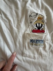 Vintage 1999 Warner Bros Marvin the Martian Embroidered Pocket T-Shirt