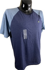 Lacoste Shirt Mens Size 6 Large XL NWT Blue Colorblock Raglan Tee Cotton Peru