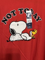 Peanuts Snoopy & Woodstock “Not Today” Red Graphic Crew Neck T-Shirt Men 3XL
