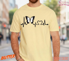 Unisex Butterfly Heartbeat Lifeline T shirt Men T shirt Women valanity Romantic