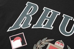 RHUDE slogan logo wheat ear logo retro short sleeved T-shirt black