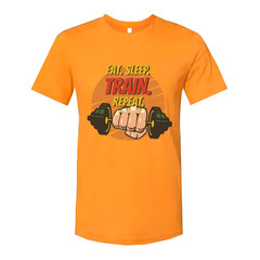 Eat Sleep Train Repeat Unisex Fitness Graphic T Shirt For Gym And Workout Cotton