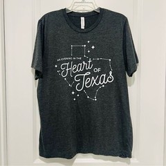 “Heart of Texas” Men’s Short Sleeve Tee on a Bella Canvas Label Charcoal Gray L