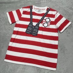 Official Where’s Waldo Tee Mens L Costume Striped Red White S/S Cosplay