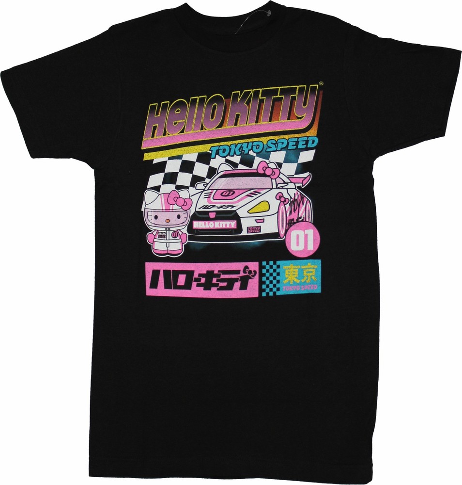 Hello Kitty New Adult T-Shirt – Tokyo Speed Racing Kitty Kanji