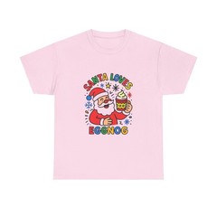 Santa Loves Eggnog T-Shirt | Jolly Santa Drinking Eggnog Tee
