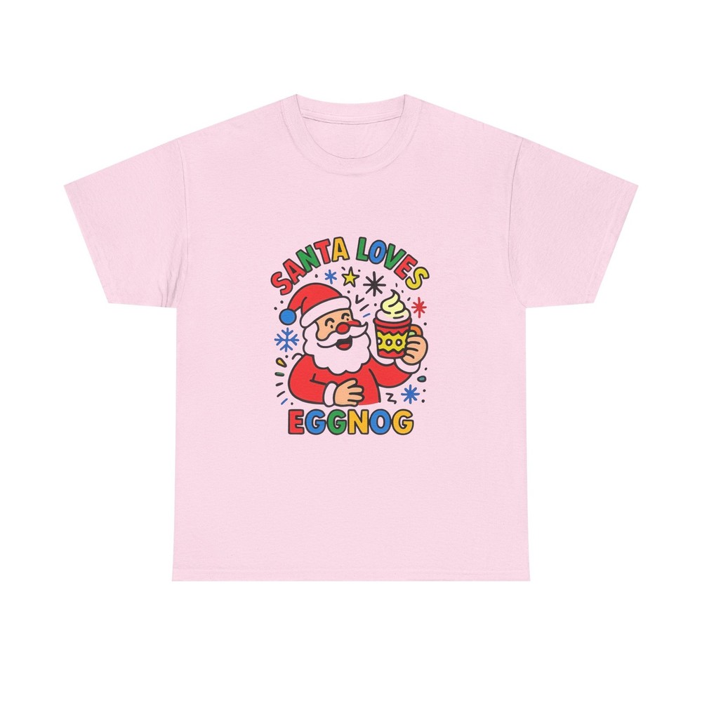 Santa Loves Eggnog T-Shirt | Jolly Santa Drinking Eggnog Tee