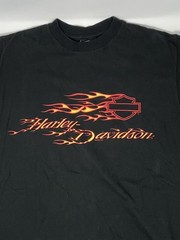 Vintage 2003 Harley Davidson Seattle Flames Black T Shirt (M)