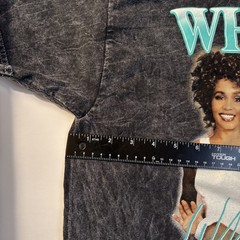 Whitney Houston Tee 100% Cotton Signature Collage Graphic Acid Wash T-shirt L