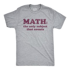 Mens Math The Only Subject That Counts T Shirt Funny School Teacher Pun Novelty