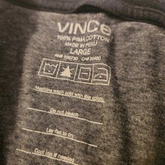Vince Pima Cotton Lined Henley Mens Large Dark Charcoal Gray