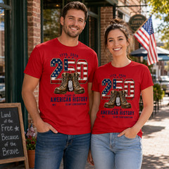 250 Years-Veteran Tribute Boots Dog Tag Heritage T-Shirt 4th of July