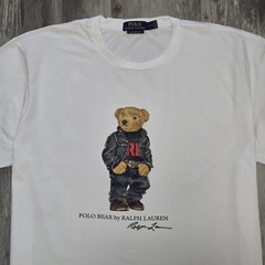 Polo Ralph Lauren Classic Fit Polo Bear Denim Crewneck Jersey T-Shirt White