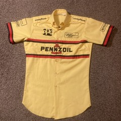 Vintage Pennzoil Pit Crew Button Up Shirt 70s 80s Sz M Xquisite Designs Racing