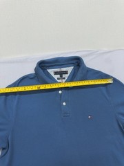 Tommy Hilfiger Polo Shirt Mens Blue Slim Fit Size L 1985