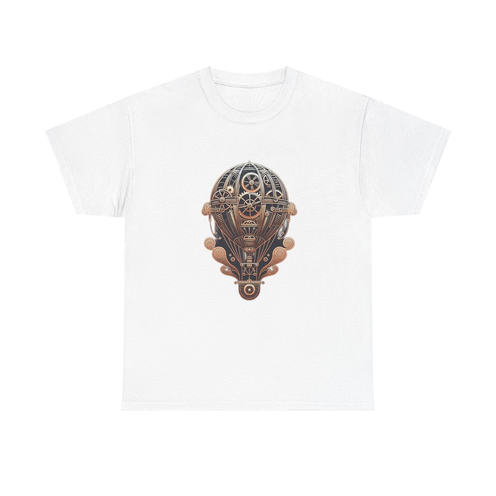 Unisex Adult T Shirt Steampunk Gears Hot Air Balloon Art Deco Fantasy Trendy Tee