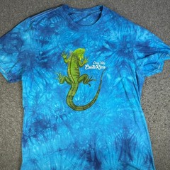 Mens Blue Tie Dye Pura Vida Costa Rica Iguana Graphic T-Shirt. No Size Tag.