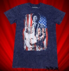 New Jimi Hendrix American Flag Mineral Wash Men’s Vintage T-Shirt