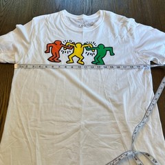 Keith Haring Graphic T-Shirt Cotton White Dancing Figures Pop Art Large