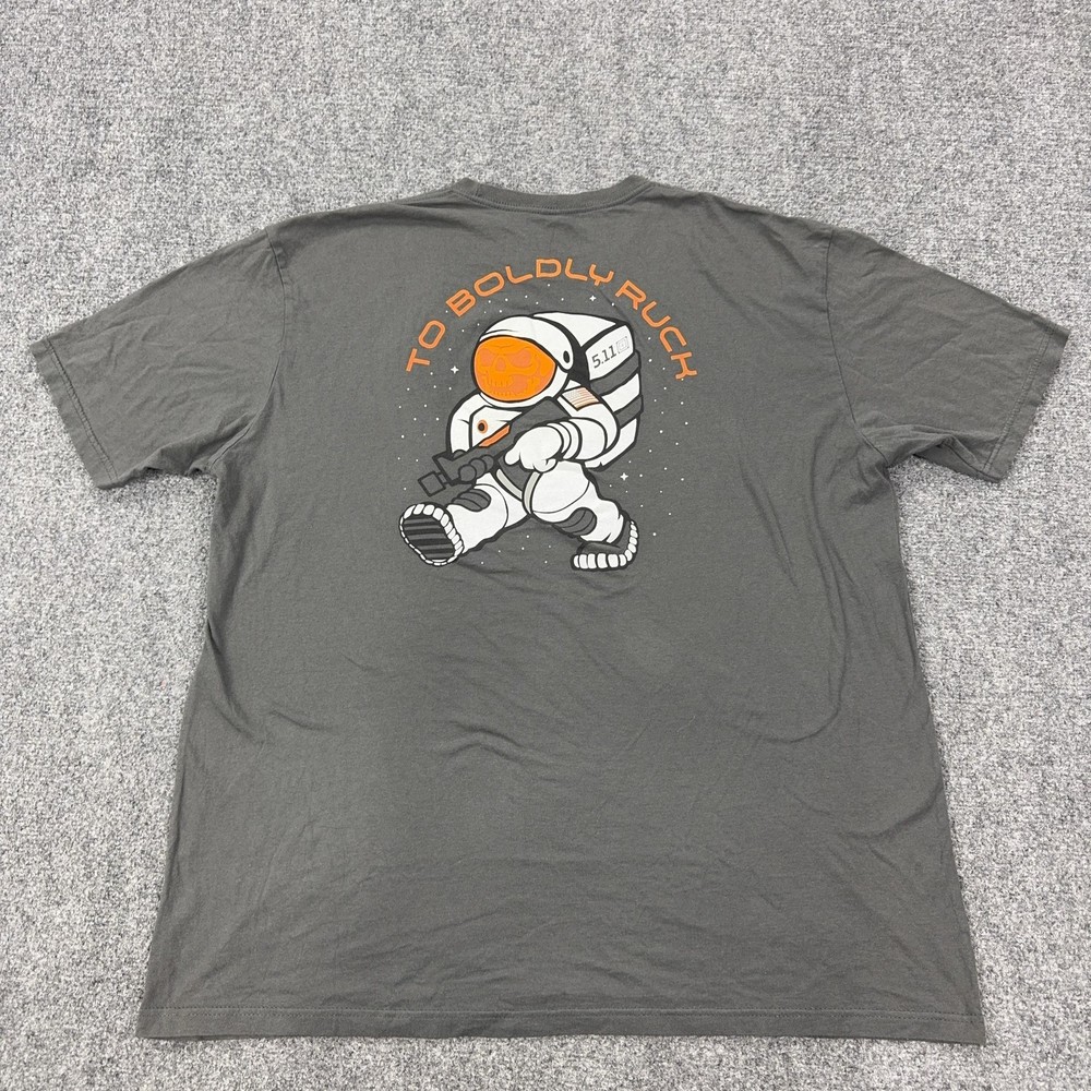 5.11 Tactical Shirt Mens 2XL Gray To Boldly Ruck Astronaut Graphic Tee Tagless