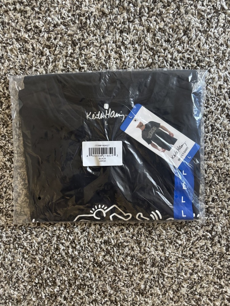Keith Haring Men’s T-Shirt Black Graphic Tee, Size Large NEW NWT