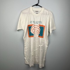 Vintage St Maarten Tshirt Single Stitch Extra Long Length Shell Graphic ￼