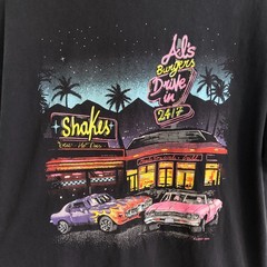 Vintage J. Galt T-Shirt 1984 Hot Rod Als Burgers Drive In Black Graphic Tee Sz L
