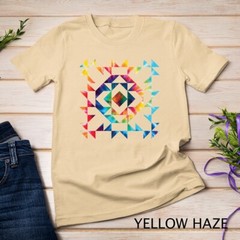 Tie Dye Geometric Shapes Pattern Quilt Block Art – Scandi Folk Unisex T-shirt