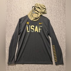 USAF Air Force Falcons Rivalry Nike Long Sleeve Hoodie Tee Mens M Dri Fit Camo