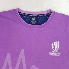 RUGBY WORLD CUP FRANCE 2023 MENS SIZE L PURPLE COTTON T-SHIRT EMBROIDERED LOGO