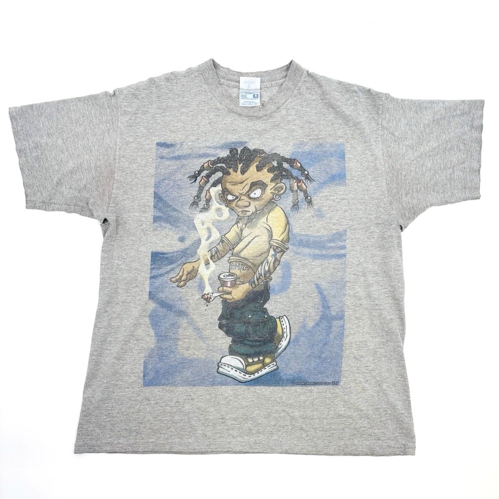 Vintage Y2K T Shirt Mens XL Chronic Weed Skate Surf Punk Hip Hop Big Graphic