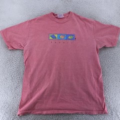 Vintage Hawaii Seashells Shirt Mens XL Pink Beach Surf Art Tee Made in USA 90s