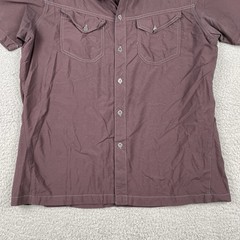 Kuhl Outdoors Button Up Pocket Adventure Shirt Micro Plaid Nylon Medium Maroon
