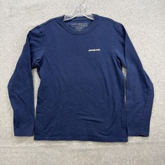 Patagonia Hiroshige T Shirt Mens Small Navy Made In USA Long Sleeve Mount Fuji
