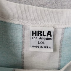 Vintage 90s HRLA San Francisco Striped T-Shirt Mens L/XL Teal White Made in USA