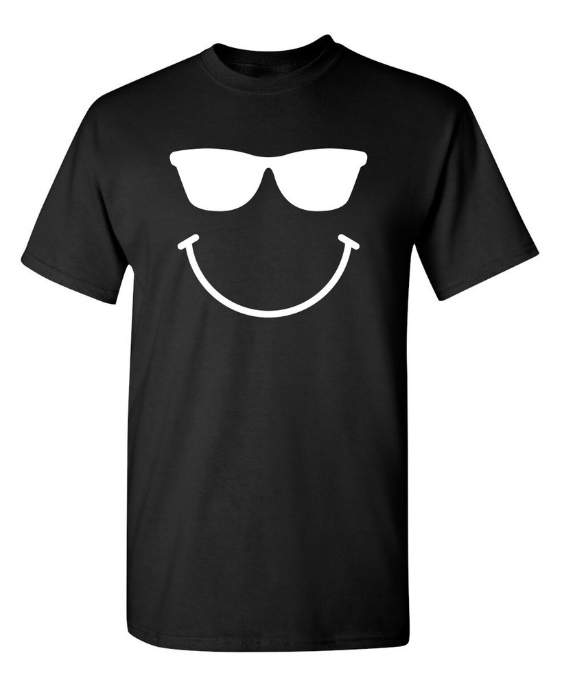 Goggles Smiling Face Sarcastic Humor Graphic Super Soft Ring Spun Funny T Shirt