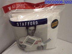Qty= 4 (1 Pack of 4), Size= L, Stafford Men’s White V-Neck T-Shirts