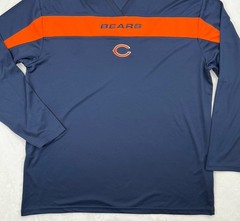 CHICAGO BEARS Long Sleeve Shirt Mens XL NFL Team Performance Navy V-Neck Logo