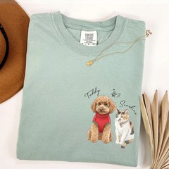 Custom Dog Face Comfort Tee Personalized Pet Portrait Shirt Gift Idea