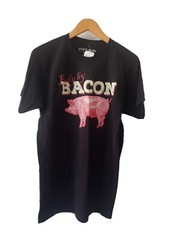 Body by Bacon Mens Graphic Black T-Shirt Size M Short Sleeve Cotton