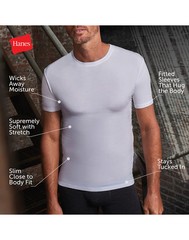 Hanes Perfect Flex Men’s Tee, White Crewneck Undershirt, 1-Pack