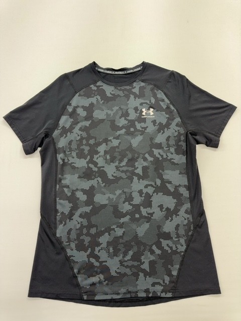 Under Armour Boys Charcoal Heatgear Camo T-Shirt Big Kid Size LG/MD/G