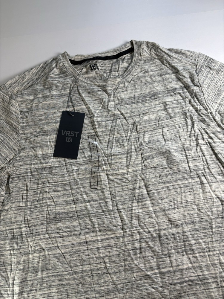 VRST Men’s Large Silver Shadow Marble Short Sleeve Essential Pocket Tee Breathe