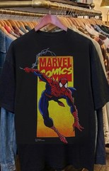 1993 MARVEL COMICS Spiderman REPRINT On SHAKA HEAVYWEIGHT GARMET SHIRT