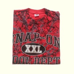 FRUIT OF THE LOOM VTG SNAP ON TOOL RACING USA AOP ALL OVER PRINT T SHIRT SZ L