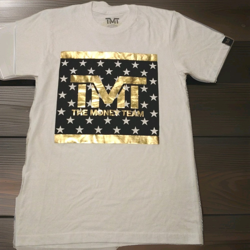 The Money Team TMT Shirt Floyd Mayweather White Small Gold Black Logo