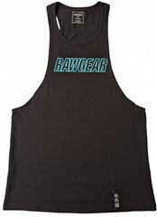 MEN’S MUSCLE CUT TANK TOP: RawGear Black Drop Arm Athletic Gym Sleeveless M/L
