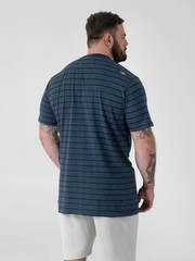 D555 Duke Big Mens Jacquard T-Shirt Navy Stripe 2XL 3XL 4XL 5XL 6XL (601918)