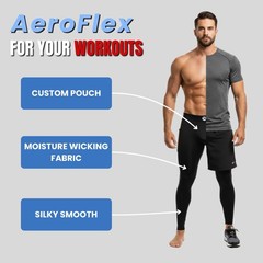 Real Men 28in Nylon Leggings D Pouch Lrg 2pk Blk/Gry Thermal Base Layer Men C…